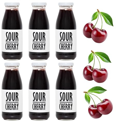 PRESSUICE Fresh Sour Tart Cherry Juice 100% Cold-Pressed NFC 6 x 250 ml | 6 Bottles Pack, Tart Flavour, Not From Concentrate, Naturally Cloudy, No Added Sugar, No Additives, Vegan, GMO Free