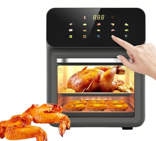 Forno Friggitrice Ad Aria, Friggitrice Digitale Multifunzione da 15 L con Timer Digitale, Touchscreen e 10 preimpostazioni, Controllo della Temperatura 0-200 ℃, Riscaldamento Potente da 1350 W