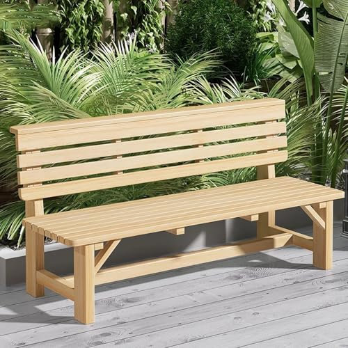 KXJPIZIYB Gartenbank für Draußen mit Rückenlehne, Terrassenbank für 2–4 Personen, Allwetter-Parkbank für Draußen, für Garten, Veranda, Balkon, Pool, Parkbank(Brown,120cm)