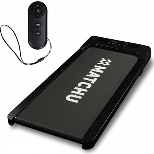 MATCHU - Mini Laufband für Zuhause & Büro Walking Pad – Leise 0.75 PS Motor – 1–8 km/h – LED-Display – Holzoptik – Kompakt & platzsparend – 121x54x13 cm – Schwarz