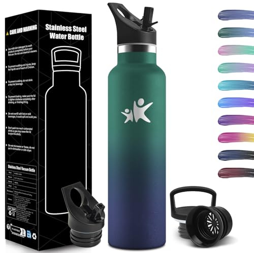 HoneyHolly Botella Agua Acero Inoxidable, 1000 ML Reutilizable Sin BPA, Botella Agua Termica, Botella Agua, Aislamiento Al Vacío de Doble Pared, Termos, Cantimplora para Adultos, Deporte