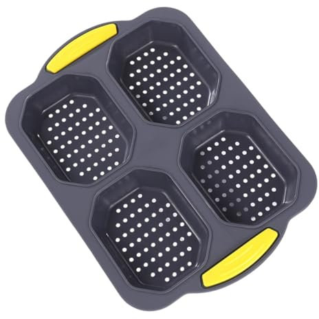 TOPPERFUN Stampo per Pane in Silicone a 4 Scomparti, Teglia Antiaderente Resistente al Calore, Riutilizzabile, Facile da Pulire per Panini Hamburger e Cottura
