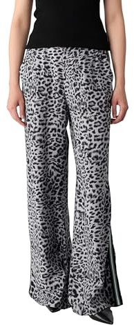 Comma Palazzo-Hose aus Reiner Viskose mit Leo-Print und seitlichem Streifendetail