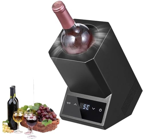 HYYKEJI Elektrischer Weinkühler, tragbarer Weinflaschenkühler, 5-18°C Temperatur einstellbar, mit Digitalanzeige, Kapazität 750 ml, 24h kalt, Geschenk für Weinliebhaber