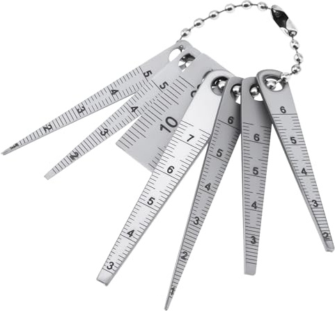 Smgda Set di 7 spessimetri a cuneo metrico in acciaio inox da 0,1-20 mm, strumento di misurazione per spazi aperti, righello di profondità per fori/gap/profondità
