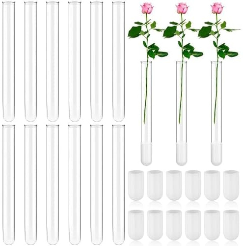 12 Pack 7.9 Glass Vase Taper Candle Holder's Vases for Flower Test Tube Vase for Candlestick Sizes from 22mm to 27mm Scientific Planting Flowers Wedding Decor