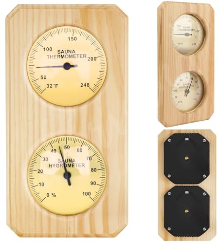 2 in 1 Wooden Sauna Thermometer and Hygrometer in Fahrenheit – Atarvana Indoor Hygrothermograph for Sauna Rooms, Spa, Hotel Accessories