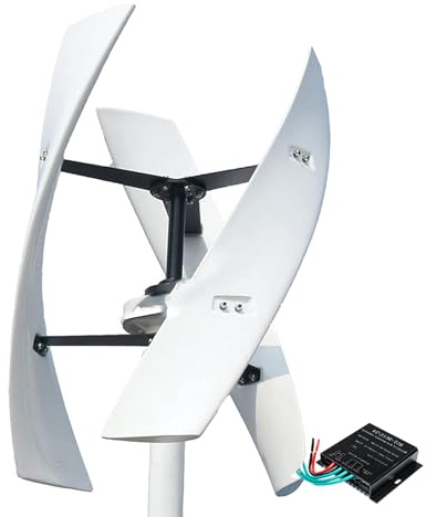 HYZHANHONG 220V, Aerogenerador de Eje Vertical de 3 aspas de Baja Velocidad, 220 V, 12 V, 24 V y 48 V con Controlador MPPT para generación de energía de Emergencia en Exteriores, 3000 W.