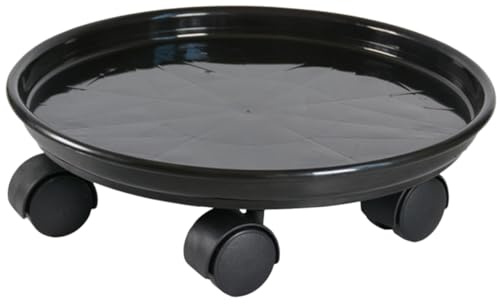 Veemoon Plateau de Plantation Roulant pour Pots de Fleurs Intérieur avec Bac Récupérateur d'eau 27 Cm en Plastique Renforcé Noir, Support à Plantes à roulettes Pivotantes 360°, Chariot