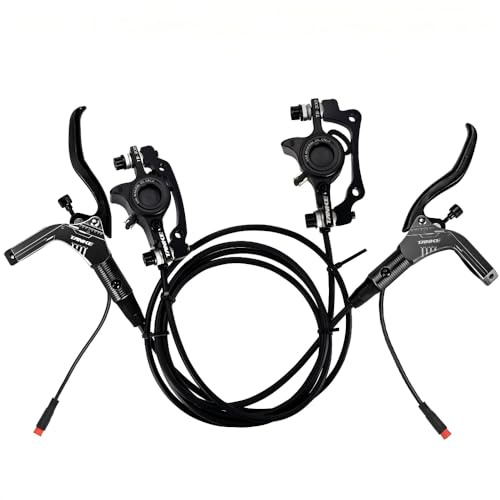 HoldOneLight E-Bike Electric Hydraulic Disc Brake Set with Built-in 2 Rotors, Electric Bicycle Cut Off Brake Lever, Complete Bike Brake Kit