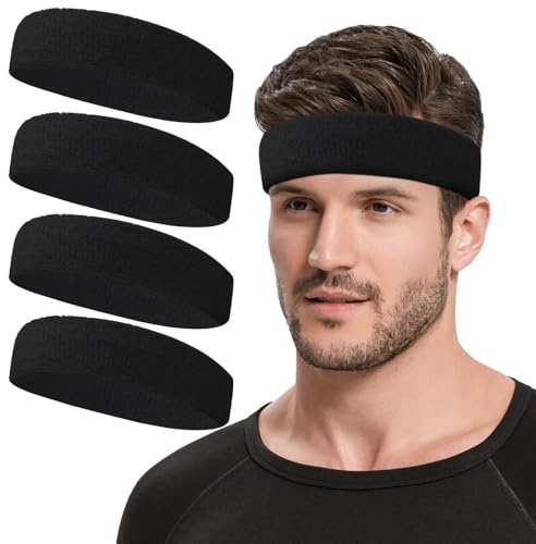 Cossaot 4 Piezas Cinta Pelo Deporte, Diadema para Mujer y Hombre, Diadema de Yoga Deportivo, Elástica Headband Sport Antideslizante Cintas Deportivas, para Correr, Yoga, Fitness, Tenis