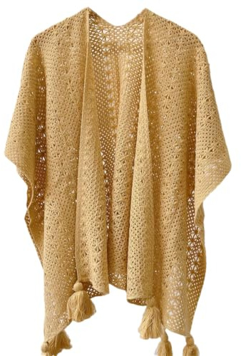 NIUSABOU Manta, chal, poncho y capa, Poncho chal reversible de punto for mujer, talla única, multicolor(3)