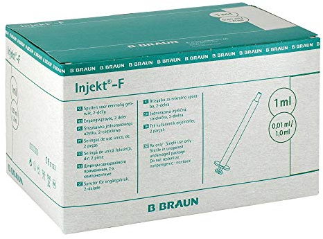 B. Braun 9166017 URUNKT-F jetable 2P seringue à injecter, verte, capacité de 1 ml, paquet de 100