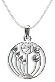 Sterling Silver Rennie Mackintosh Necklace on 18 silver chain - Tulip Pendant - SIZE: Small - 15mm. Gift Boxed 8109/18