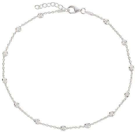 Fußkettchen, Fußkette, Ankerkette, Schmuck, Modeschmuck aus 925 Silber als Fußschmuck - 7K - Geschenke für Frauen, Mädchen und Männer, 22-25cm, Modell 63
