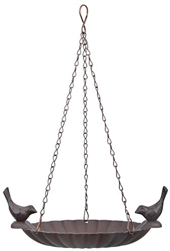 Esschert Design Hängende Vogeltränke, 2 Vögel aus Gusseisen und Schiefer, 20,9 x 14,7 x 7,8 cm