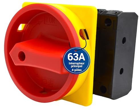 Intratec Hauptschalter 63A, 4-polig – IP65 Lasttrennschalter für Fronteinbau – Notausschalter ideal für Industrie – Drehschalter für sichere Abschaltung – Robuster Maschinenschalter 230V 400V