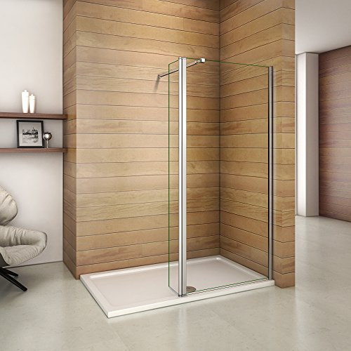 Paroi de douche 50x200cm avec un volet retour en 30cm paroi de douche à l'italienne avec une barre de fixation extensible