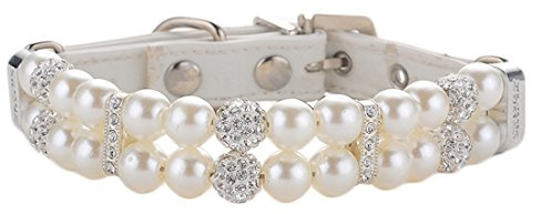 Halsband Kleine Hunde Welpen Hundehalsband Perlen Strass Hundeband Verstellbares Katzenhalsband Hundehalsung Süße Dog Collar Poodle Chihuahua Bichon Frise Pomeranin (L)