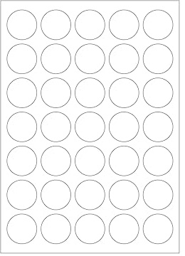 MADE IN GERMANY 175 Etiketten selbstklebend 35 mm rund weiß permanent klebend auf Bogen A4 (5 Bögen x 35 Etik.) CS Label – Universaletiketten zum Beschriften und Bedrucken.