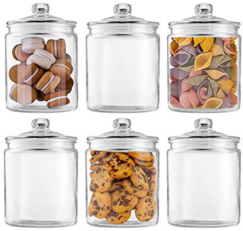 Glass Jars 32oz,Maredash Candy Jar with Lid For Household,Food Grade Clear Jars (6 Pack)