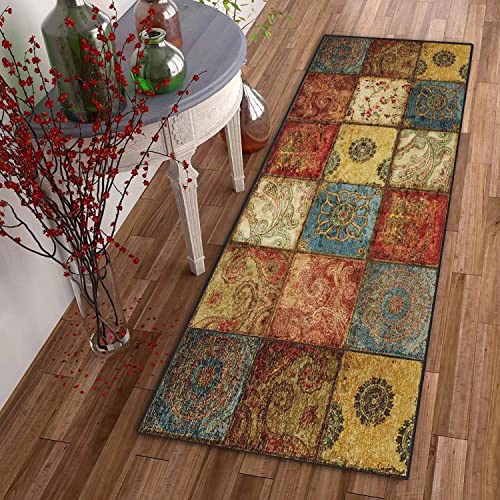 DTUQYX Läufer Lang Flur rutschfest Teppich Küche 80 x 350CM, Polyester Waschbar und Dauerhaft, Schlafzimmer Muster Carpet, für Wohnzimmer Büro Esszimmer, Anpassbar Teppichläufer Meterware