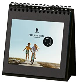Rössler Foto Tischaufsteller für 13x18 Fotos | Tisch Fotoalbum zum einkleben | Fotoalbum Ringbuch | Fotobuch zum Selbstgestalten | Tisch-Fotohalter | Maße: 190x190mm | 1 Stück | Farbe: Schwarz | Ringgebundenes Fotoalbum zum Einkleben und Präsentieren von Erinnerungen auf Tisch oder Regal