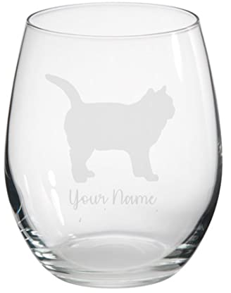 Personalised British Shorthair Cat Engraved Stemless Tumbler Glass, Gift for Women, Gift for Men, Cat Gift