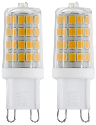Eglo Lot de 2 ampoules à broche LED G9, lampes crayon, 3 watts chacune (équivalent 30 watts), 320 lumens, blanc neutre, 4000 Kelvin, Ø 1,6 cm