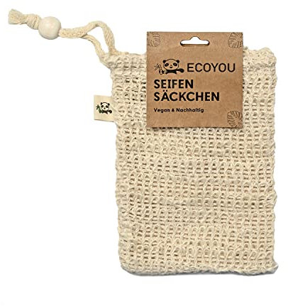 EcoYou Seifensäckchen Sisal - Seifenbeutel für Seife - Seifennetz vegan & plastikfrei für Dusche und nachhaltige Rasur - Seifensack für Rasierhobel - Zero Waste - einzeln (Anzahl, 1)