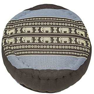 Handelsturm Zafu Meditationskissen mit Füllung aus Kapok 34 x 15 buntes Kissen für Sitzmeditation Lotussitz oder Zen Meditation (Elefanten blau)