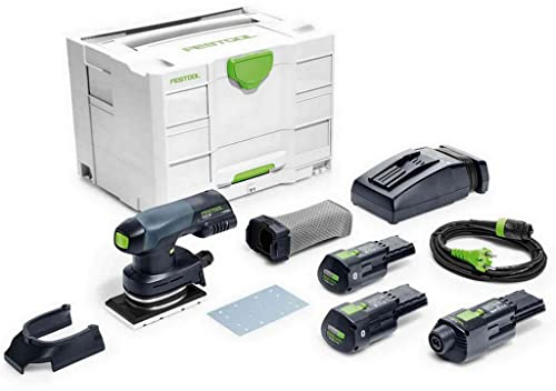 Festool Akku-Rutscher RTSC 400 3,0 I-Set (mit Akkupacks BP 18 Li 3,0, Schnellladegerät, Netzadapter (inkl. plug it-Netzkabel), Schleifschuh, Protector, Longlife-Staubfangbeutel), im Systainer