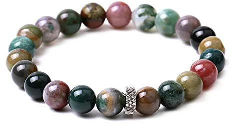 OZ Jewels - Naturstein - Heilender Glücksbringer Armreif mit 8mm Perlen - Dehnbare Perlen-Schmuck für Frauen und Männer, Einheitsgröße