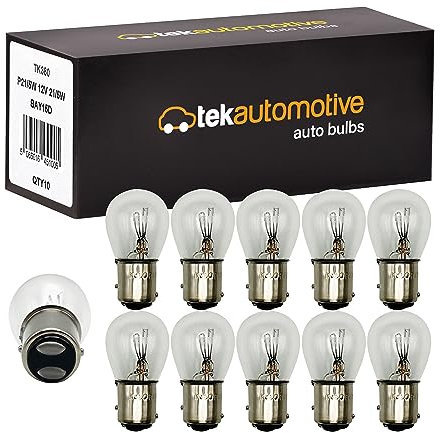 Tek Automotive P21/5W Bulb, Car Light Bulbs, Brake Light Bulbs, 380 P21/5W Car Bulb, Stop and Tail Light Bulbs 12V 21/5W BAY15D Car Bulbs - Box of 10