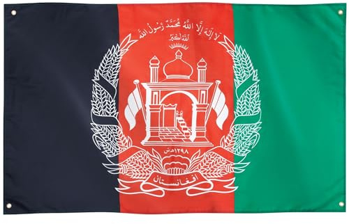 Runesol Bandiera Afghanistan, 91x152cm, 3ft x 5ft, 4 Occhielli, Bandiera Nazionale dell'Afghanistan, د افغانستان بیرغ, Interno ed Esterno
