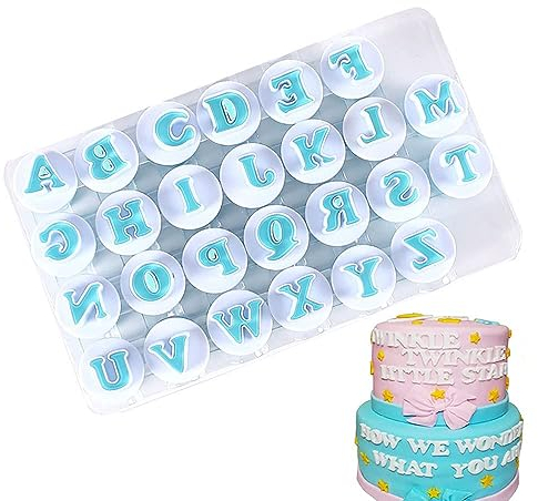 26 PCS Alphabet Cookie Cutter Letters Fondant Cake Decorating Icing Cutters A-Z for Wedding Birthday Christmas Baby Shower Party Cake Decoration