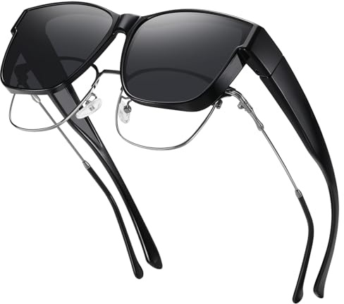 GEGURI Polarized Sunglasses Fit Over Glasses for Men Women, Oversized Square Sun Glasses UV400 Protection Shades