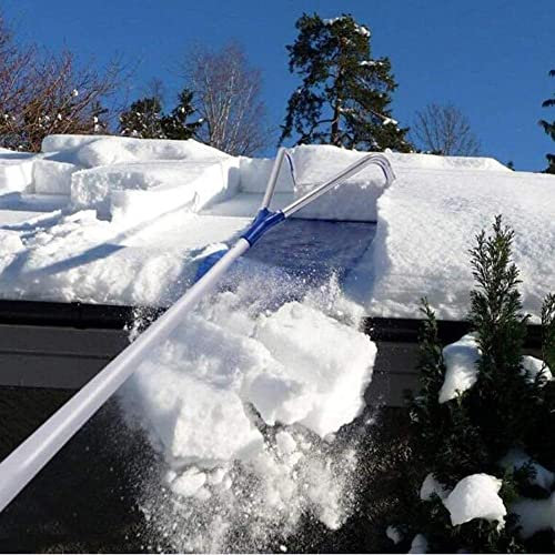 Samnuerly Auto-Dach-Schneepflug, Dach-Schneerechen-Entfernungswerkzeug mit verstellbarem Teleskopstiel, Dachblatt-Reinigungswerkzeug, manuelle Schneeschaufel