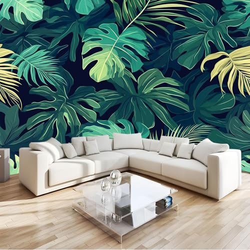 3D Papier Peint Feuilles Tropicales Feuilles De Palmier 400x280 cm Papier Peint Panoramique Mural Affiche Géante Décoration Pour Salon Chambre Chambre D'Enfant Décoration Murale