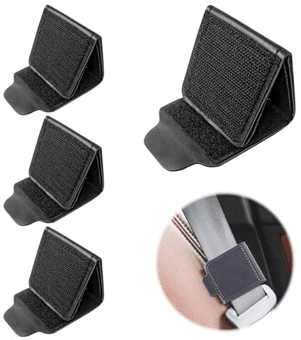 BuxiuGK 4 PCS Car Seat Belt Adjuster Universal PU Leather,Seatbelt Clip Shoulder Neck Strap Positioner for Vehicle Automobile Comfort
