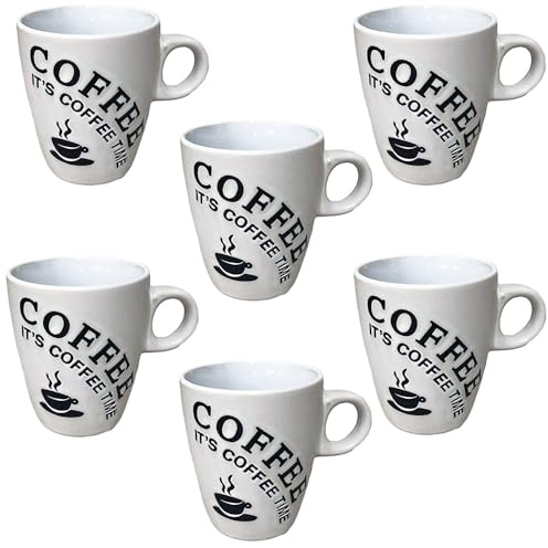 Doriantrade Kaffeebecher 6 Stück Coffee Tassen Kaffeetassen Weiß 150ml aus Keramik Kaffee Becher Tasse