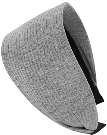 axy Breiter Haarreif aus Strickstoff Wunderschön Damen Stirnband Haarschmuck Haarreifen Hairband HR38A (Grau, Extra breit)