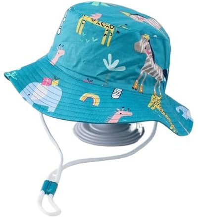 Eimer Hüte Männer Frühling Sommer Kinder Eimer Hüte Cartoon Mädchen Hut Strand Sonne Kappe Kleinkind Jungen Fischer Kappe Outdoor Kinder Eimer Hut(Lake Blue Zoo,52cm(2-4 Years Old))