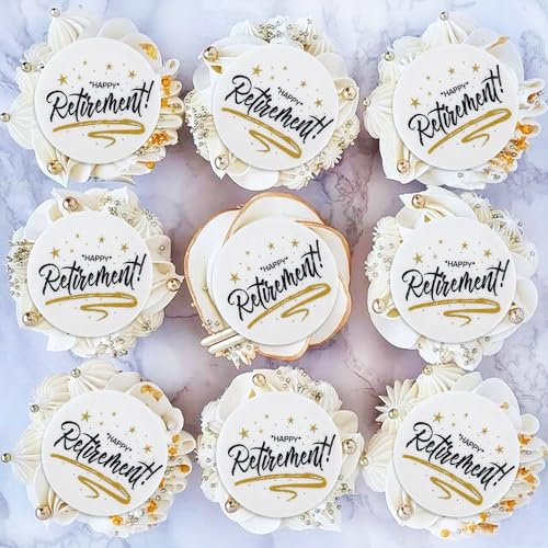 Blumomon 40pcs Edible Happy Retirement Party Cupcake Toppers and Cake Decoration Theme Birthday Party Supplies