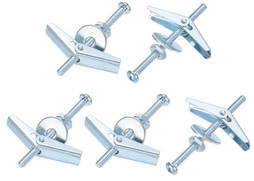 sourcing map Toggle Bolt Wing Nut Assortment Kit, 50 Sets 1/8x2 Inch Butterfly Toggle Anchors with Wing Nuts, Hex Nuts, Washers, Hollow Drywall Anchors