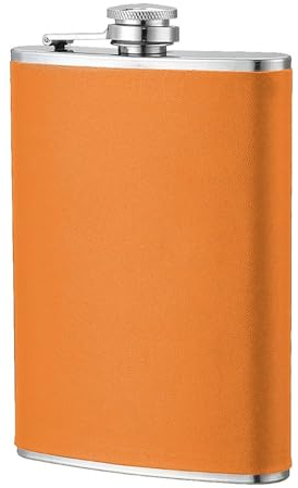 Flasque de poche en acier inoxydable pour homme et femme - Motif drapeau orange brûlé - Bouteille à whisky portable pour voyage, voyage - Tasse à vin