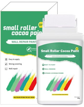 Weiße Ausbesserungsfarbe, Ausbesserungsfarbe für Wände - 100g Latexfarbe Wandreparaturpaste - Wandausbesserungsfarbe auf Wasserbasis mit Rollpinsel, weiße Deckenfarbe, Wandanstrich-Set für Wände