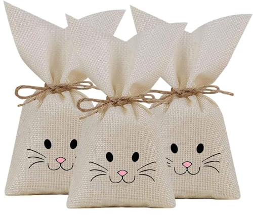 HERZONE 12pcs Ostertüten zum Befüllen Osterbeutel Stoff ostern Säckchen zum Befüllen, Geschenkbeutel, Osterkörbchen (12pcs)