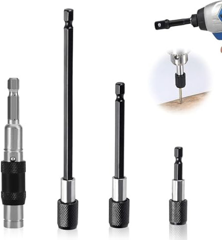 4 Pcs Drill Bit Holder, Magnetic Bit Holders 45# Steel Drill Bits Extension Bar with 1/4 Inch Hex Screw Adapter Quick Change Screwdriver Bits