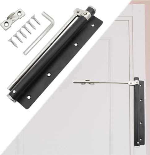 SkyJoy® Chiudiporta in acciaio inox, chiudiporta a molla regolabile per porte esterne, interne, cancelli da giardino, zanzare, porte di casa, nero